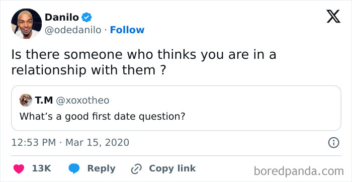 Tweet screenshot with meme about dating in your 30s, featuring a humorous question about relationships.