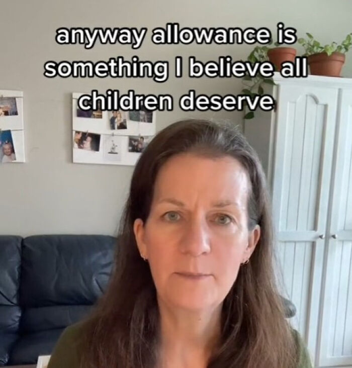 Woman discussing why parents shouldn’t pay children for chores, with text on screen and plants in the background. Woman discussing why parents shouldn’t pay children for chores, with text on screen and plants in the background.