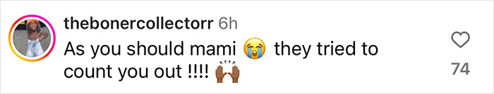 Comment on Instagram celebrating weight loss with emojis and likes. Comment on Instagram celebrating weight loss with emojis and likes.