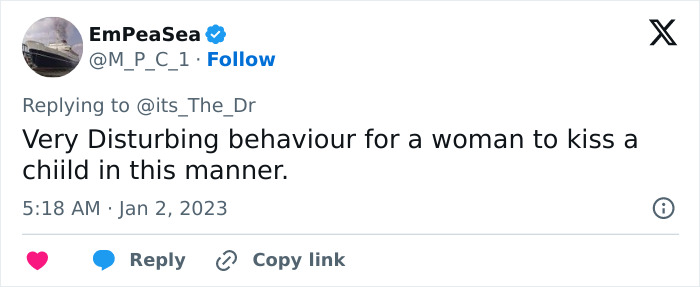 Screenshot of a tweet expressing outrage over a controversial kissing incident involving Demi Moore and a child.