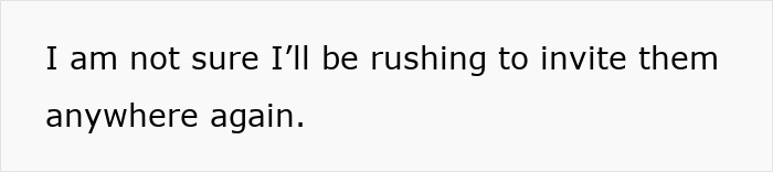 Text expressing reluctance; related to mortified birthday drama with friends.