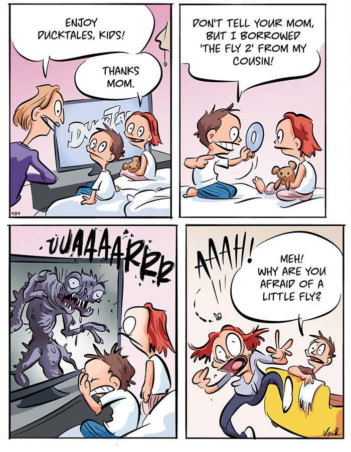 Comic strip depicting Kenneth Larsen and Martha discussing AI-generated illustrations and their impact on artists.