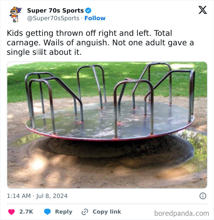 Vintage merry-go-round in a playground, evoking childhood nostalgia and carefree playtimes from the past.