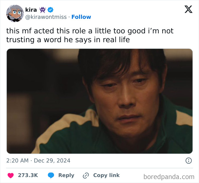 Actor from Squid Game 2 meme with skeptical facial expression.