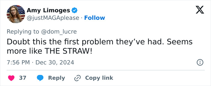 Tweet by Amy Limoges expressing doubt that a kiss was the first issue in a marriage.