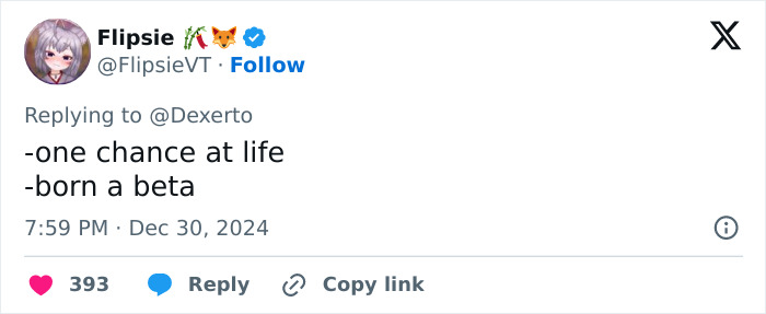 Tweet humorously critiques Generation Beta, with phrases: "one chance at life" and "born a beta".