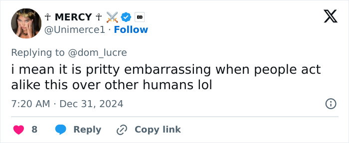 Social media post discussing embarrassment over people&rsquo;s reactions to public affection.