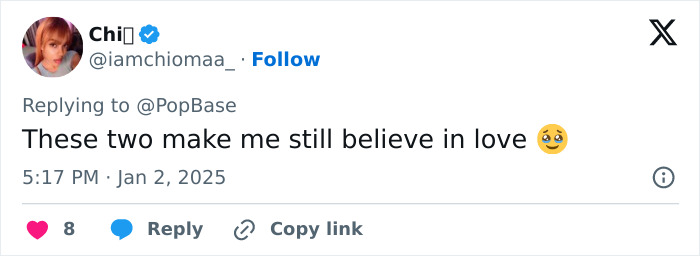 A tweet expressing admiration for Tom Holland and Zendaya's relationship, mentioning love.