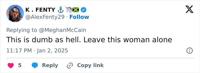 Tweet responding to criticism of Meghan Markle's lifestyle series, calling criticism "dumb" and advocating to leave her alone.