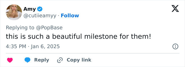 Tweet celebrating Zendaya and Tom Holland's engagement milestone.