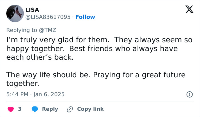 Tweet congratulating Zendaya and Tom Holland on their engagement.