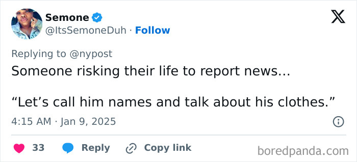 "Narcissist": Anchor Criticized For Pinning Jacket To "Look More Buff" During LA Fire Report "Narcissist": Anchor Criticized For Pinning Jacket To "Look More Buff" During LA Fire Report