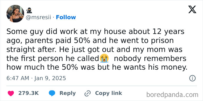 Tweet about a man seeking payment 12 years later helps people survive the long month of January.