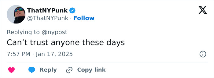 Tweet about trust issues in relation to an influencer scam.