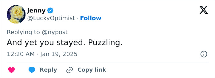 Tweet screenshot questioning why someone stayed despite hurtful words on wedding day. Tweet screenshot questioning why someone stayed despite hurtful words on wedding day.