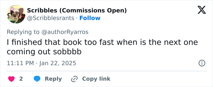 Tweet expressing excitement for the next Onyx Storm book release.