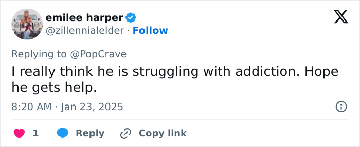 A tweet discussing struggles and plea for help after an inauguration performance.