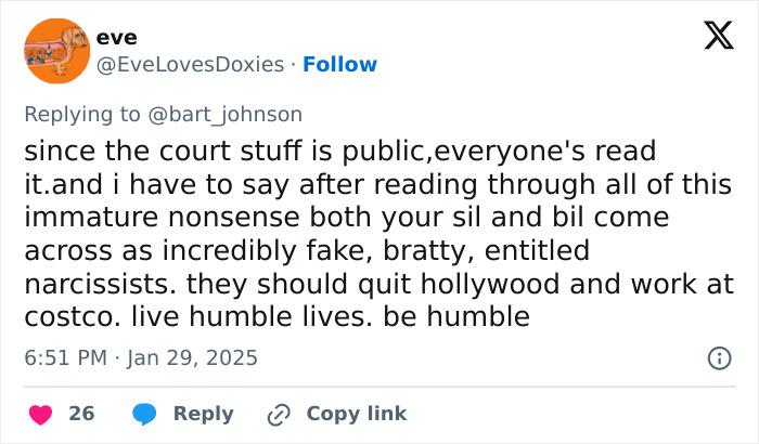 Blake Lively's brother-in-law criticized as fake and bratty in a public tweet. Blake Lively's brother-in-law criticized as fake and bratty in a public tweet.