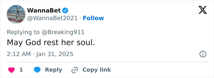 Tweet expressing condolences to 'Disney On Ice' actress lost in Washington DC plane crash.