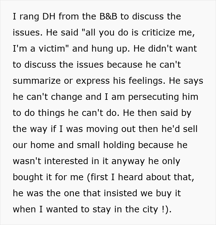 Text detailing a conversation about issues in a neurodivergent marriage.