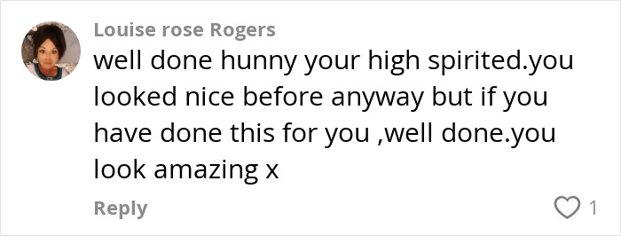 Comment praising mom's 107lb weight loss after walking 10k steps daily. Comment praising mom's 107lb weight loss after walking 10k steps daily.