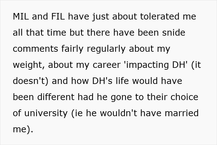 Text describing the wife's strained relationship with elderly in-laws.