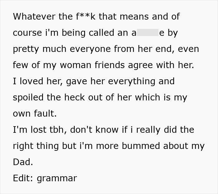 Text discussing frustration and confusion over family tensions and rude behavior in a relationship.