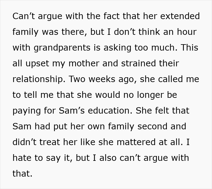 Text about family dynamics and withdrawn promise of college tuition from grandmother. Text about family dynamics and withdrawn promise of college tuition from grandmother.