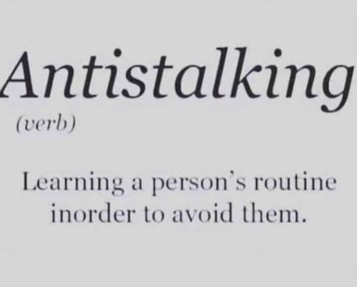 "Antistalking meme with funny definition to boost your mood, shared by a dedicated IG page."