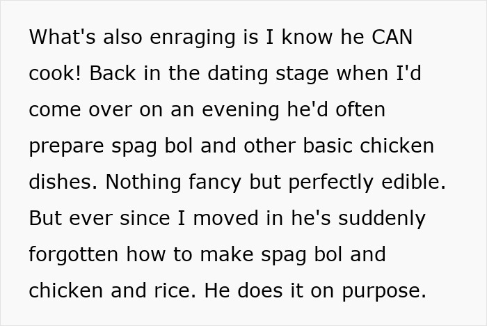 Text about a woman questioning her relationship due to her boyfriend's unwillingness to help at home.