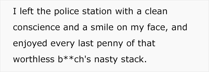 Text about a scam victim leaving the police station with satisfaction. Text about a scam victim leaving the police station with satisfaction.