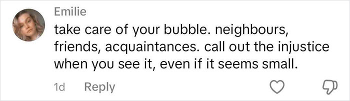 Comment on taking care of your bubble and addressing injustice in current affairs.