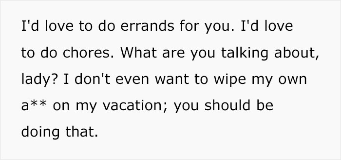 Text expressing dissatisfaction about Airbnb guests taking out the trash on vacation.