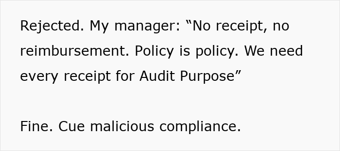 Text exchange about reimbursement policy and compliance with receipts. Text exchange about reimbursement policy and compliance with receipts.