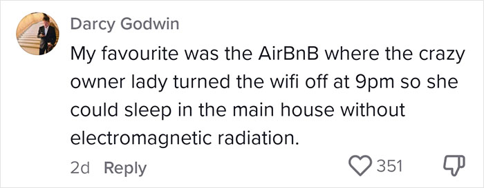 Comment criticizing Airbnb host's rules about WiFi usage for sleep.