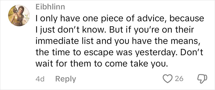 Comment on advice in current affairs discussion, with 26 likes and 4 days old.