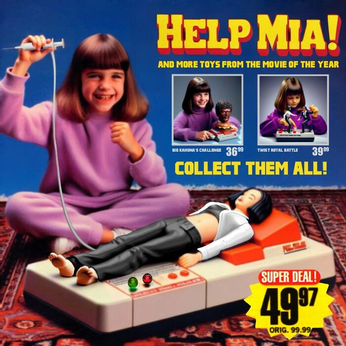 Child playing with controversial toy set, featuring a doll on an operating table, from Rosemberg's unique collection.