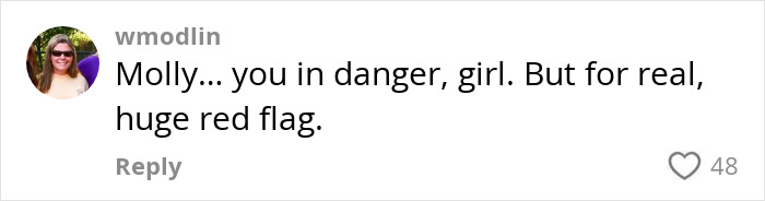 Comment addressing a woman's red flag situation on a date. Comment addressing a woman's red flag situation on a date.