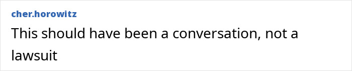 Text post expressing the opinion, "This should have been a conversation, not a lawsuit," related to intimacy coordinator discussion. Text post expressing the opinion, "This should have been a conversation, not a lawsuit," related to intimacy coordinator discussion.