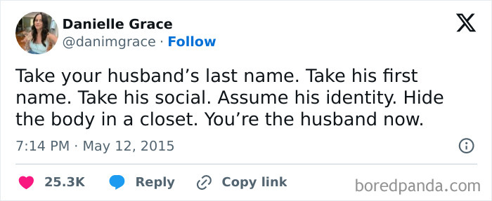 Tweet meme about dating in your 30s with humorous text on assuming husband's identity.