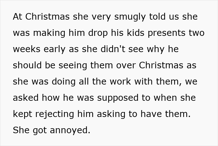 Text describing an unreasonable friend relationship during Christmas gift exchanges. Text describing an unreasonable friend relationship during Christmas gift exchanges.