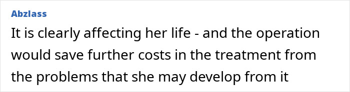 A comment discussing the impact of denied breast reduction on a 21-year-old's life and potential health cost savings. A comment discussing the impact of denied breast reduction on a 21-year-old's life and potential health cost savings.