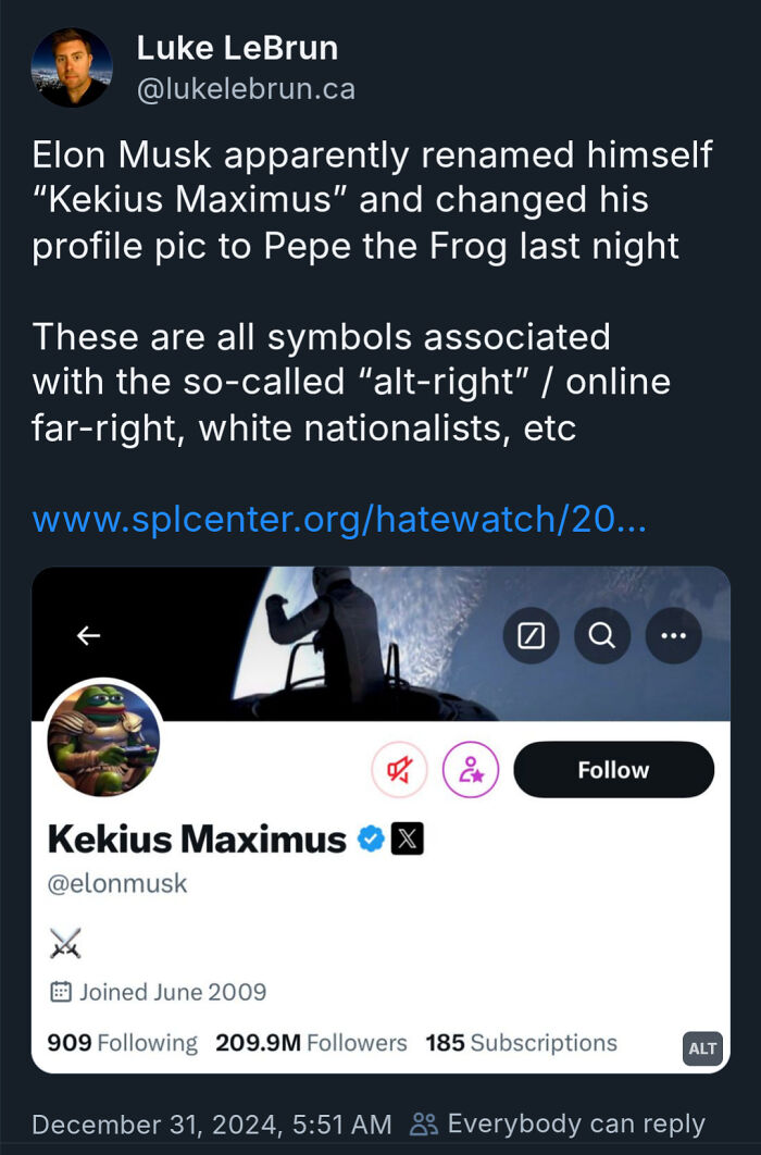 Tweet screenshot highlighting white people Twitter calling out alt-right symbols linked to Elon Musk profile changes.