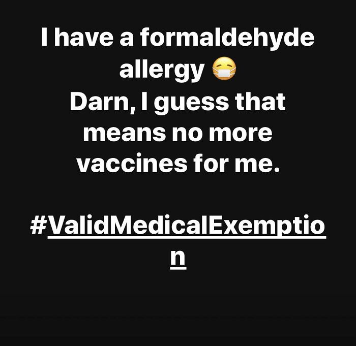 Anti-Vaxxer Tried To Post This As A Proof Of Her “Valid Medical Exemption” From Vaccines. The Body Makes Formaldehyde As A By-Product 🤦🏻‍♂️