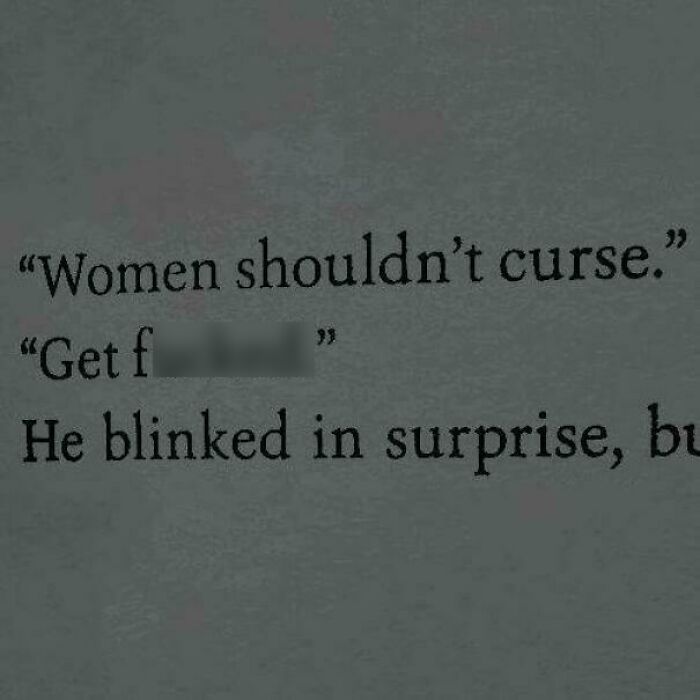 Excerpt from a male author's text showing dialogue on women and language, highlighting misunderstandings about women.