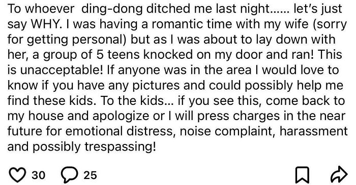 Screenshot of a wild post from a neighbors app describing a disturbance involving teens and a noise complaint.