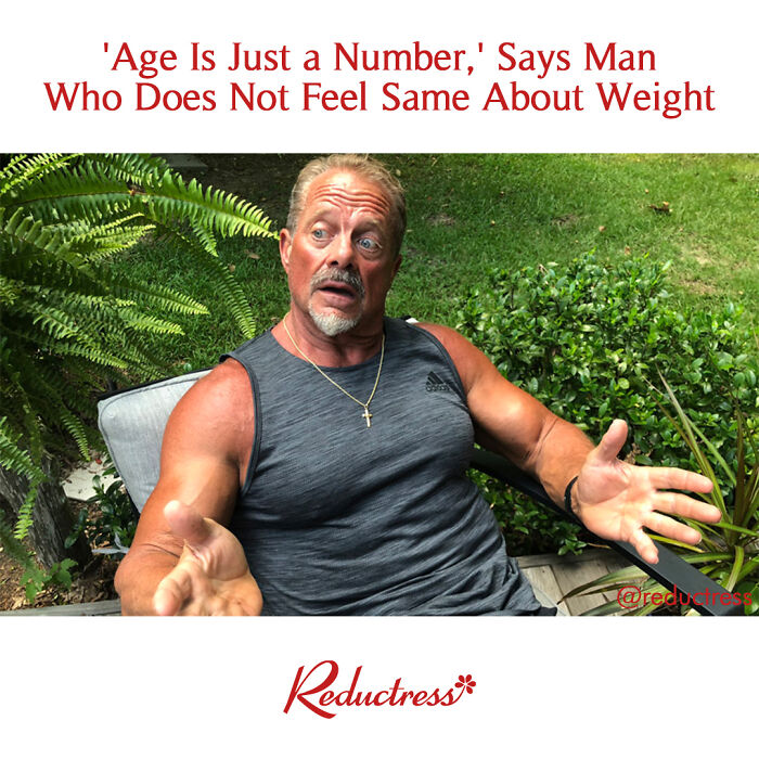 Man sitting outdoors with arms open, illustrating a funny fake article headline from Reductress online magazine.