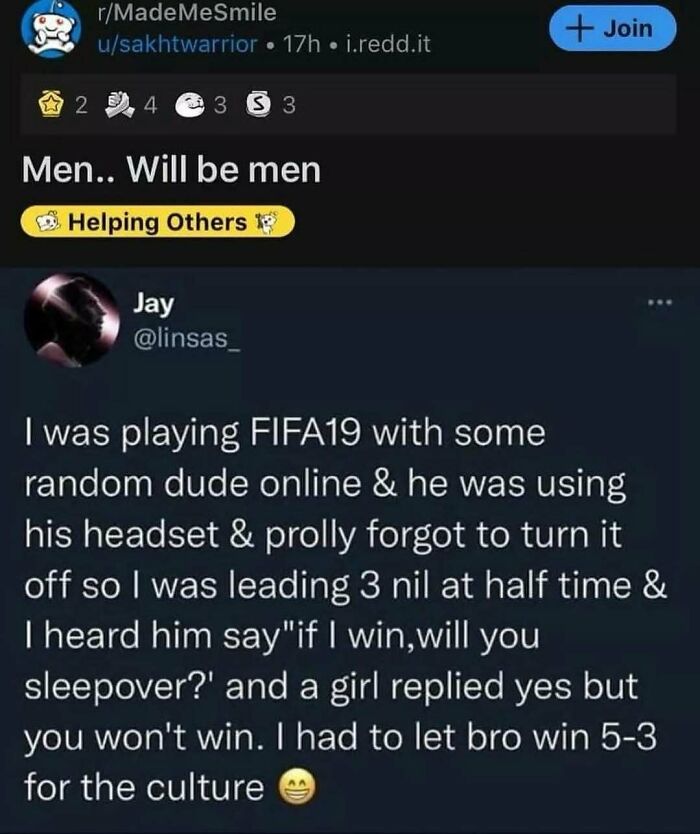 Funny and relatable meme for men about a FIFA19 game with a humorous twist overheard on a headset.