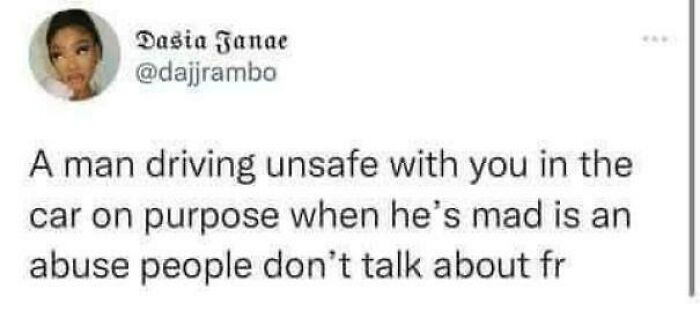 Tweet about hidden a***e related to unsafe driving, highlighting unspoken sexism issues.