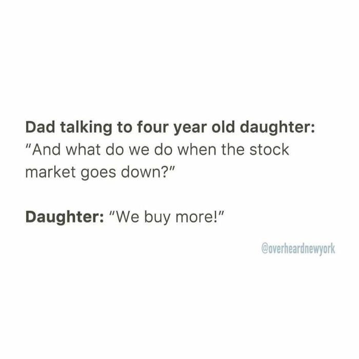 Dad and daughter having a funny conversation about the stock market in a wild NYC conversation overheard on the street.